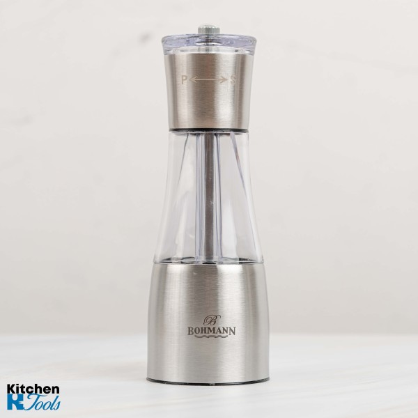 Rasnita pentru sare si piper din inox si sticla, 18,8x6,6cm, Bohmann