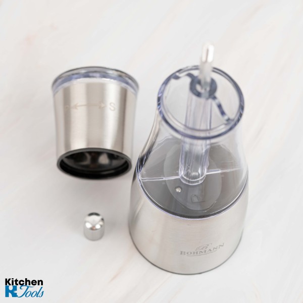 Rasnita pentru sare si piper din inox si sticla, 18,8x6,6cm, Bohmann