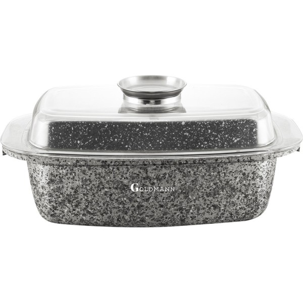 Roaster capac din sticla, 32x21x11cm, Interior din marmura, Temperatura de utilizare -20 pana la +220 ° C, 3 Straturi