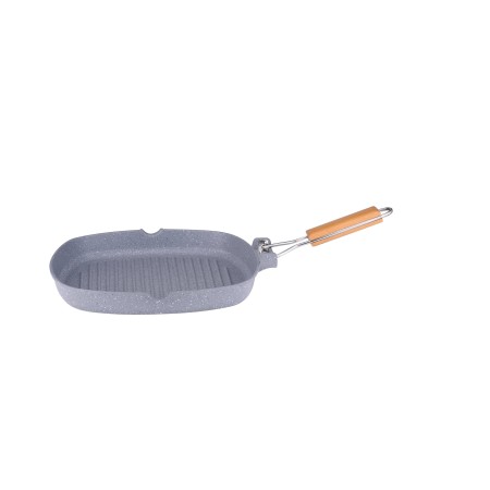 Tigaie grill 24cm din aluminiu cu maner pliabil, marmorata, Bohmann