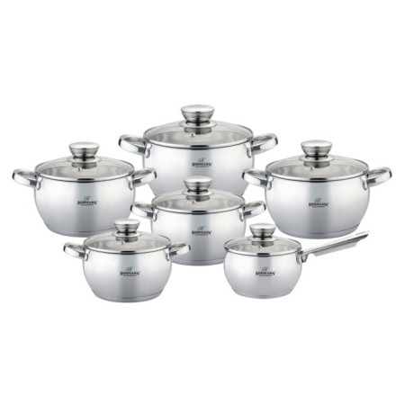 Set 12 piese - oale din inox cu capac, 2.1l, 2.1l, 2.9l, 3.9l, 5.1l, 6,6l, Bohmann