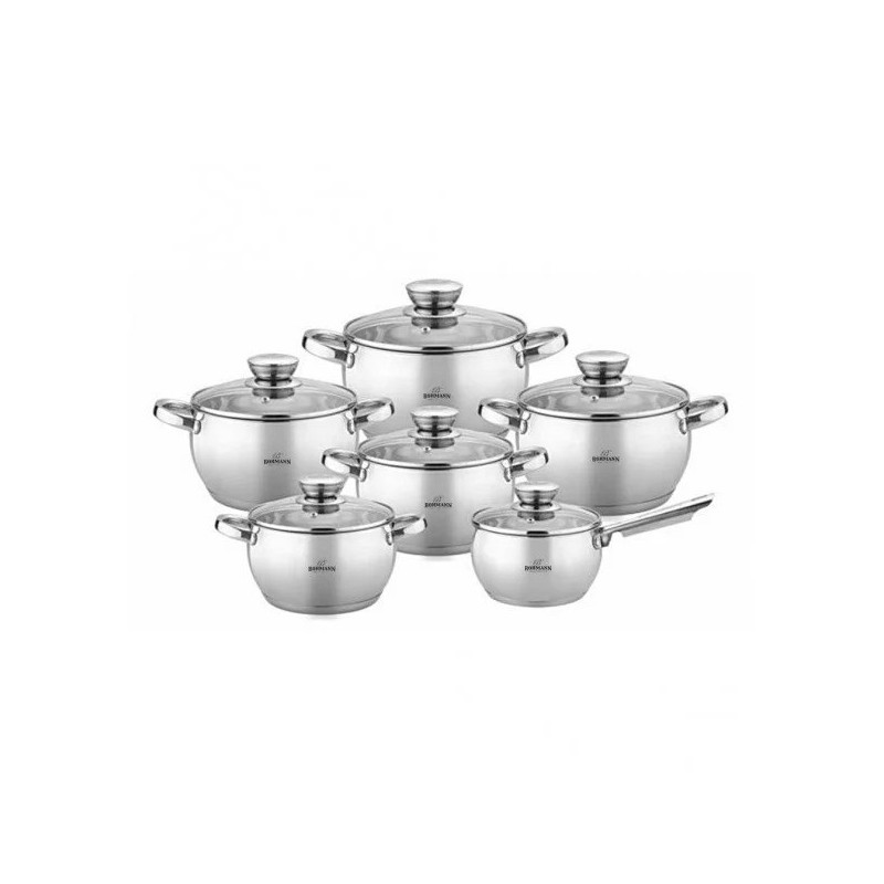 Set 12 piese - oale din inox cu capac, 2.1l, 2.1l, 2.9l, 3.9l, 5.1l, 6,6l, Bohmann
