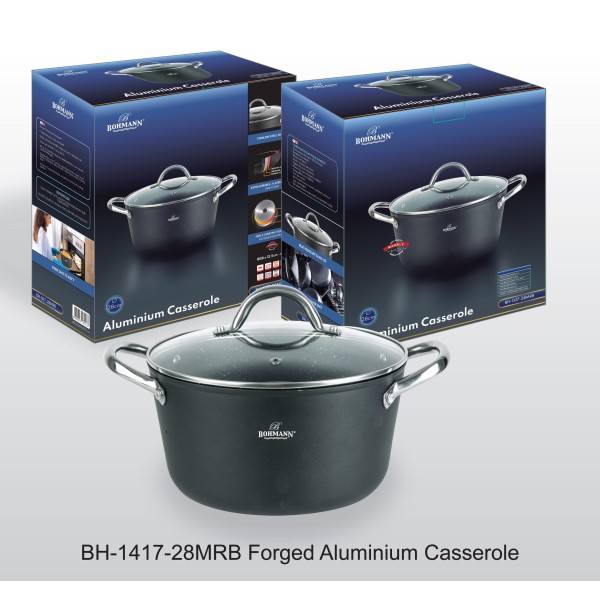 Cratita din aluminiu forjat 6.2L, 28x12,5cm, Bohmann, manere din inox si capac