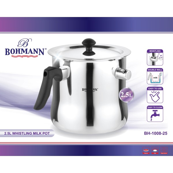 25% Reducere Oala de lapte Bohmann 2.5 litri, cu capac, avertizare sonora