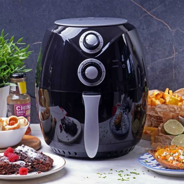 Friteuza Airfryer cu aer cald, 1600W, 2.6L, 80°C~200°C, Temporizator, Rozberg, Negru