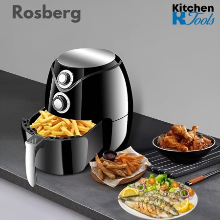 Friteuza Airfryer cu aer cald, 1600W, 2.6L, 80°C~200°C, Temporizator, Rozberg, Negru