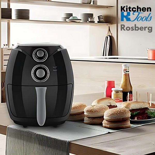 Friteuza Airfryer cu aer cald, 1600W, 2.6L, 80°C~200°C, Temporizator, Rozberg, Negru