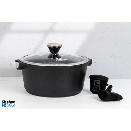 Cratita cu maner detasabil, 6.5litri, aluminiu turnat, Bohmann, suprafata antiaderenta, inclusiv inductie