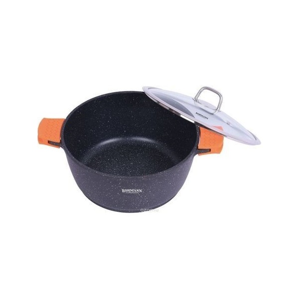 Cratita tip tuci Bohmann, 13L, 36 CM, interior si exterior din granit, cu capac