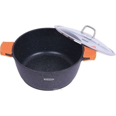 Cratita tip tuci Bohmann, 13L, 36 CM, interior si exterior din granit, cu capac