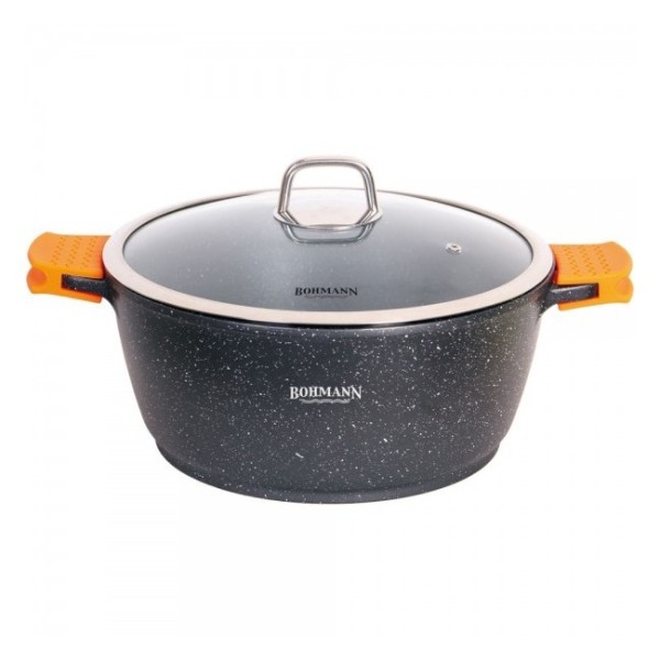 Cratita tip tuci Bohmann, 13L, 36 CM, interior si exterior din granit, cu capac