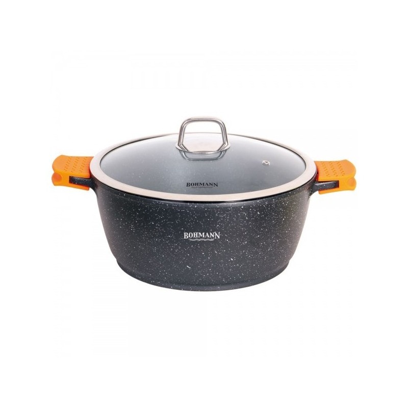 Cratita tip tuci Bohmann, 13L, 36 CM, interior si exterior din granit, cu capac