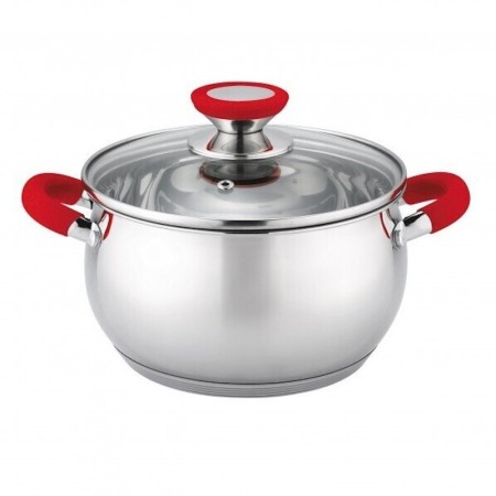 Cratita din inox 3.5l, 20x11.5cm, capac Sticla termorezistenta, Baza 5 straturi, Manere silicon