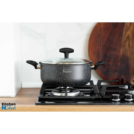 Cratita din aluminiu presat, 24x10.5cm 4.2L, 2mm grosime, acoperire ceramica, manere soft touch, Goldmann
