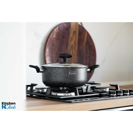 Cratita din aluminiu presat, 24x10.5cm 4.2L, 2mm grosime, acoperire ceramica, manere soft touch, Goldmann