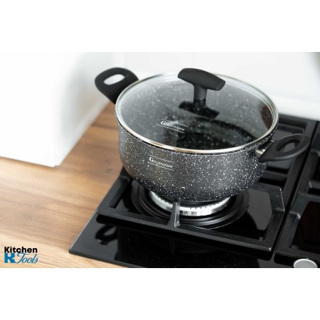 Cratita din aluminiu presat, 24x10.5cm 4.2L, 2mm grosime, acoperire ceramica, manere soft touch, Goldmann