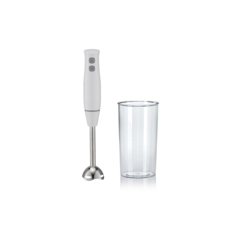 Blender Vertical cu pahar, 400W, 2 viteze, Pahar 700 ml, Lame otel, Rosberg, Alb