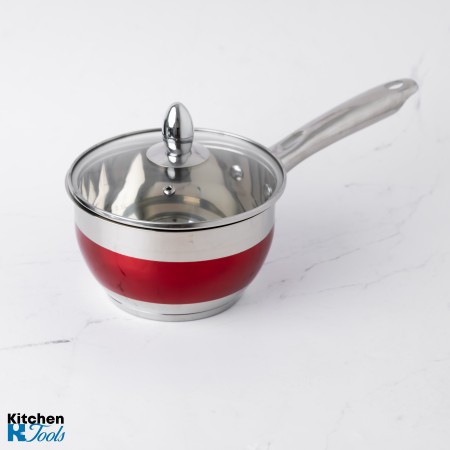 Cratita din inox pentru sos, 2.5l, 18cm, capac sticla termorezistent, inclusiv inductie, Bohmann, Rosie