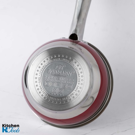 Cratita din inox pentru sos, 2.5l, 18cm, capac sticla termorezistent, inclusiv inductie, Bohmann, Rosie