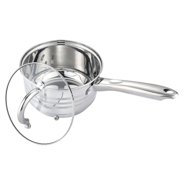 Cratita pentru sos din inox, 2.7l, 18cm, capac sticla termorezistent, inclusiv inductie, Bohmann