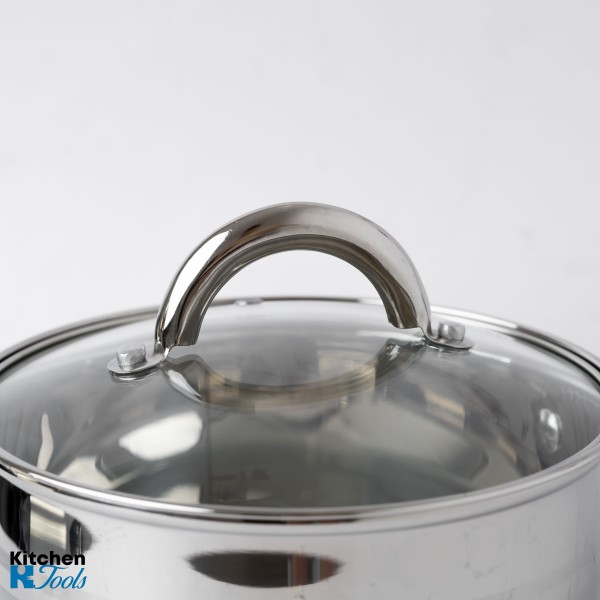 Cratita pentru sos din inox, 2.7l, 18cm, capac sticla termorezistent, inclusiv inductie, Bohmann