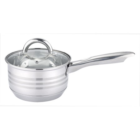 Cratita pentru sos din inox, 2.7l, 18cm, capac sticla termorezistent, inclusiv inductie, Bohmann