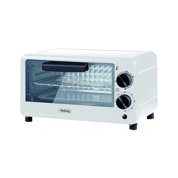 cuptor  Mini electric, 100-230°C, Timer, tava+grill, 800W, 9 litri, Rosberg, alb